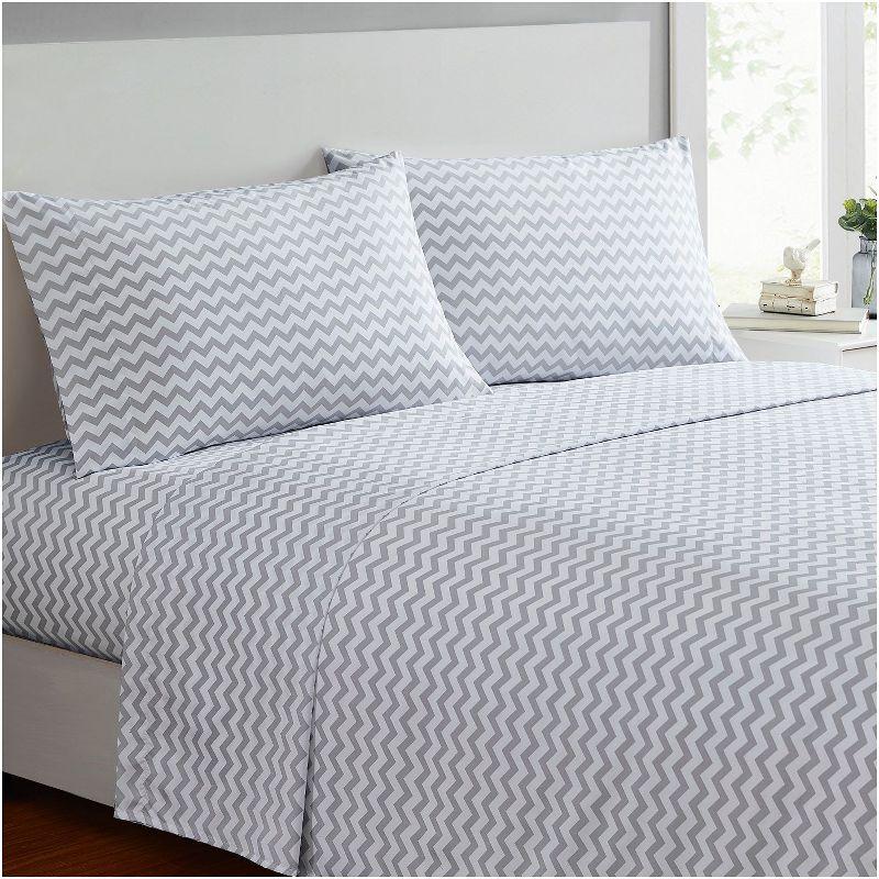 Mellanni Brushed Microfiber Sheet Set, Twin XL, Chevron Gray, 3 Piece