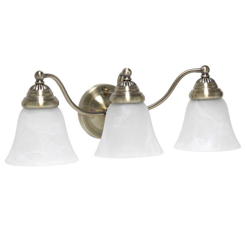 3 Light Curved Metal and Alabaster White Glass Shade Vanity Wall Light Fixture - Lalia Home