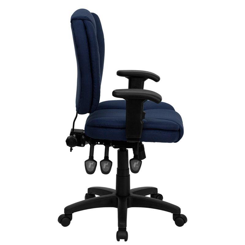 Flash Furniture Mid-Back Multifunction Swivel Ergonomic Task Office Chair with Pillow Top Cushioning and Adjustable Arms