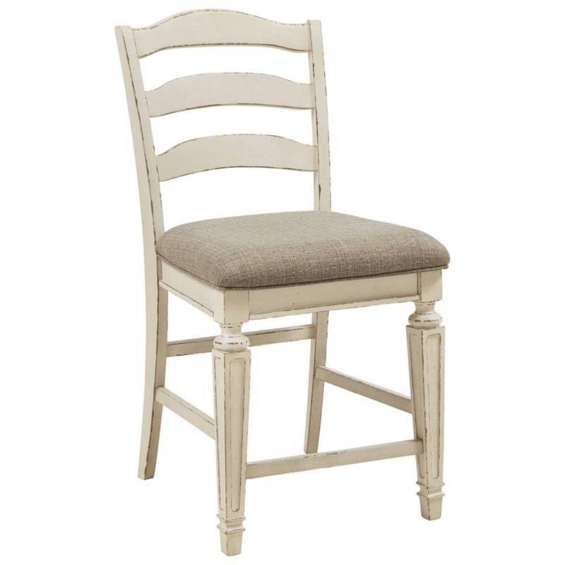 Chipped White French Country-Inspired Swivel Counter Stool