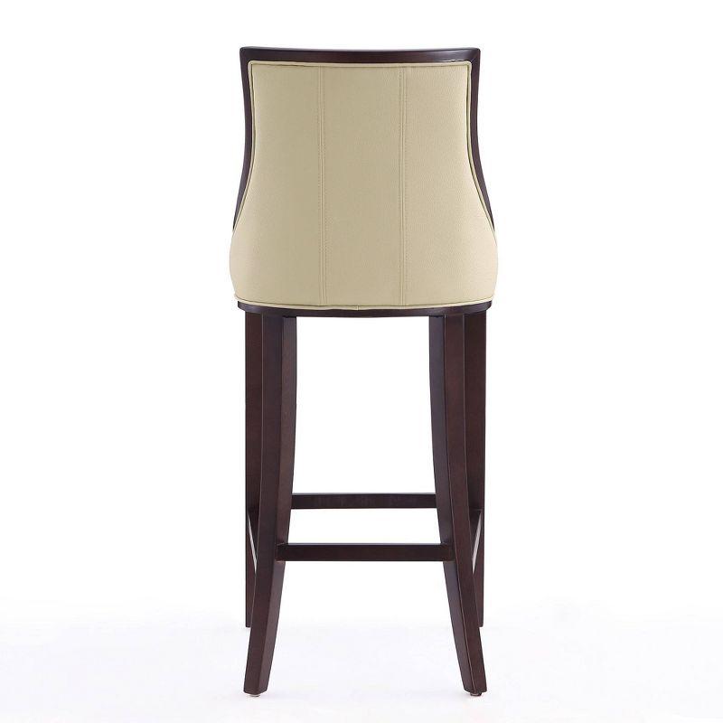 Fifth Avenue Upholstered Beech Wood Faux Leather Barstool Cream - Manhattan Comfort: Padded Back, Armless Design, Fixed Height