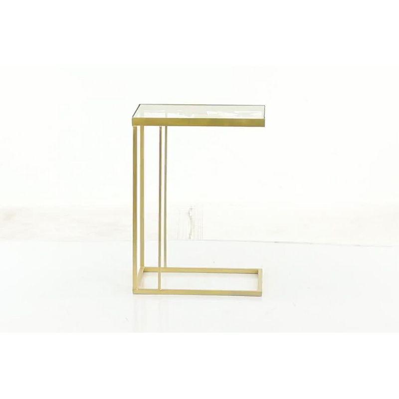 25" Contemporary Metal and Glass Accent Table Gold - Olivia & May