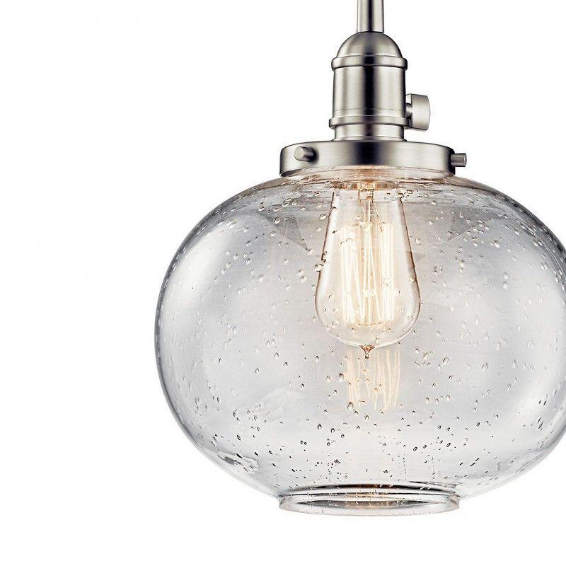 Avery 9.75" 1 Light Mini Pendant with Clear Seeded Glass in Brushed Nickel