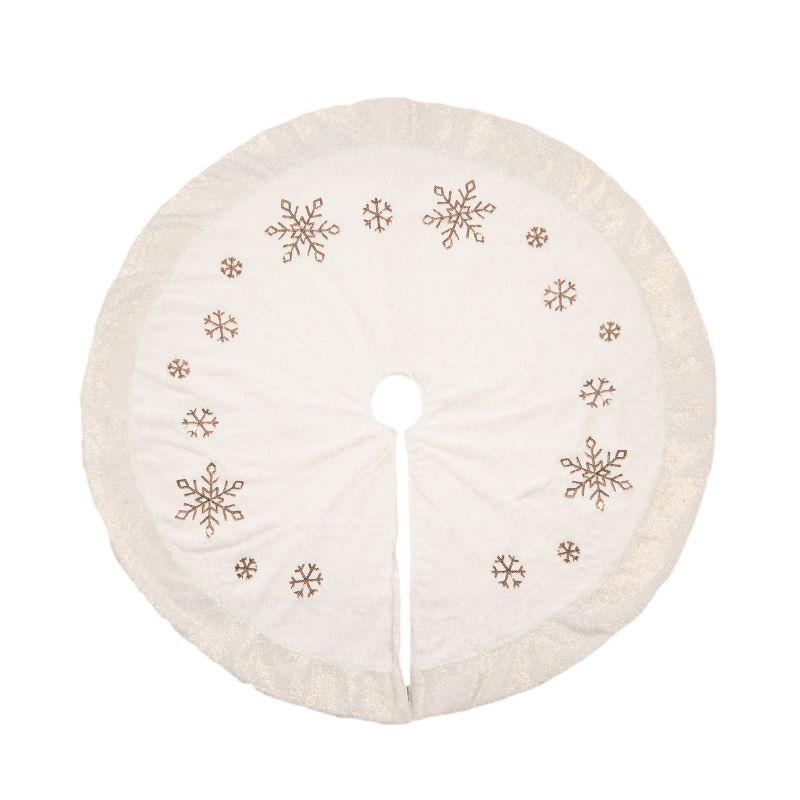 Transpac Transpac Polyester 49.21 in. Off-White Christmas Glam Snowflake Tree Skirt