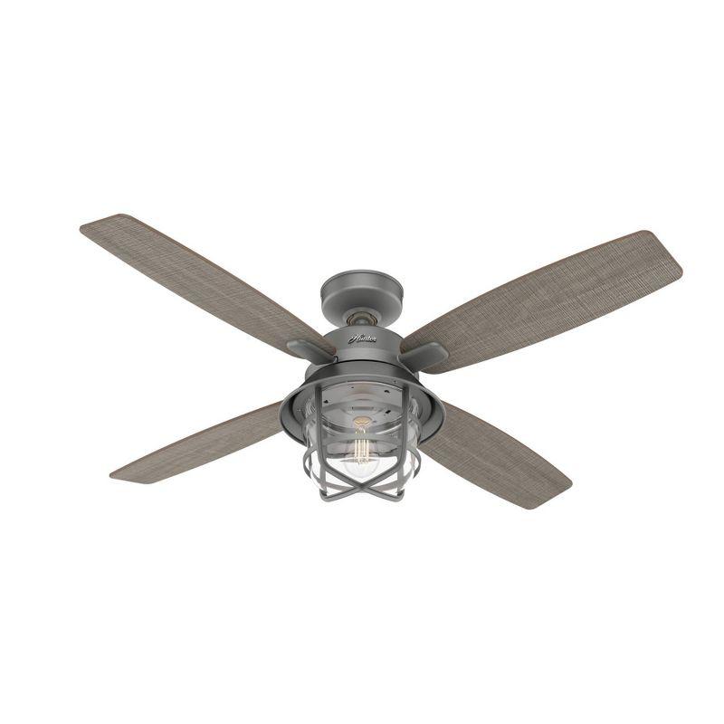 Matte Silver 52" Low Profile Ceiling Fan with LED Light and Remote