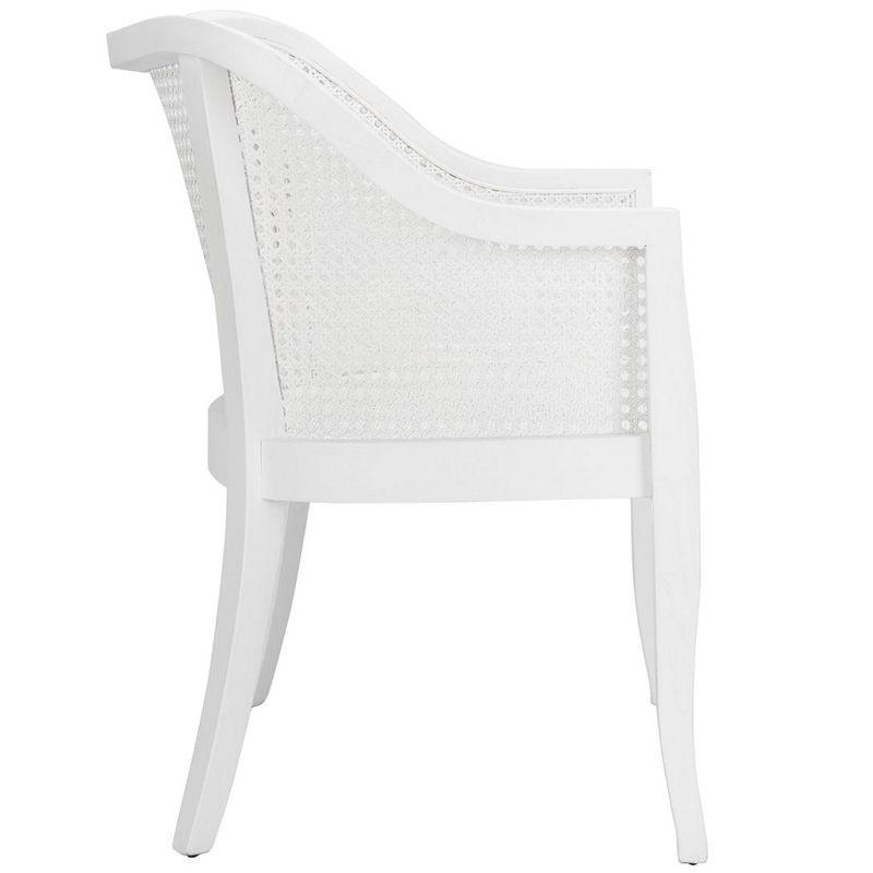 Parsons White Wood & Cane Transitional Arm Chair