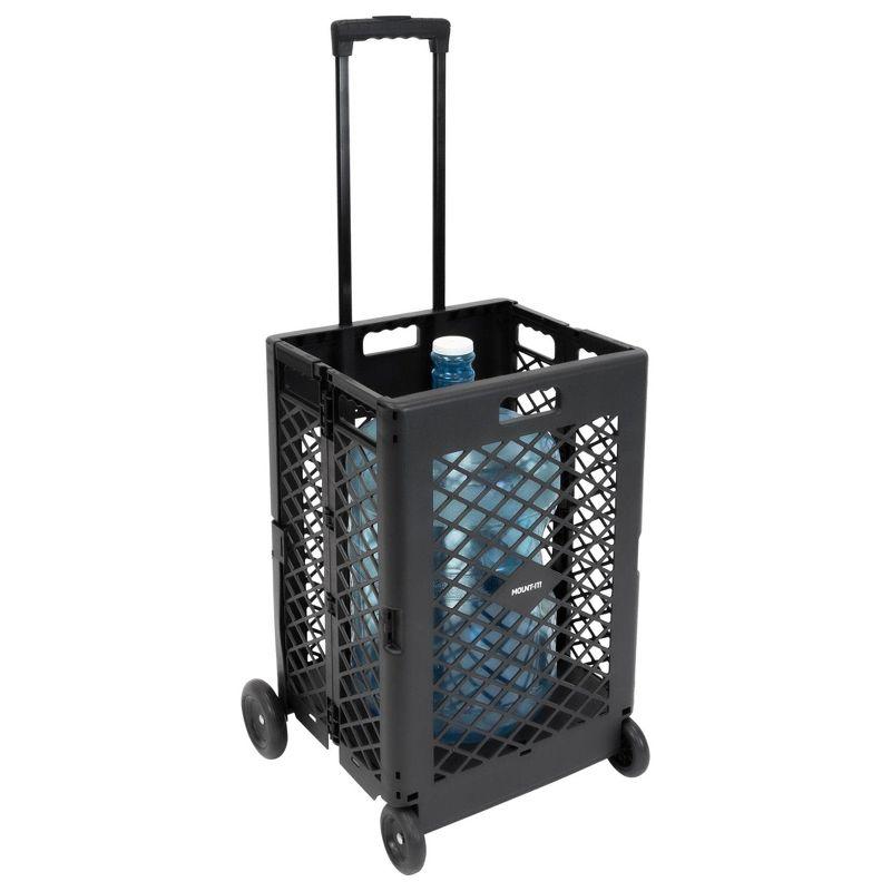 Mount-It! Heavy-Lifting Rolling Mesh Utility Cart | 55 Lbs. Weight Capacity | Black | Perfect for Use at Home, Office, Business, Travel & Shopping