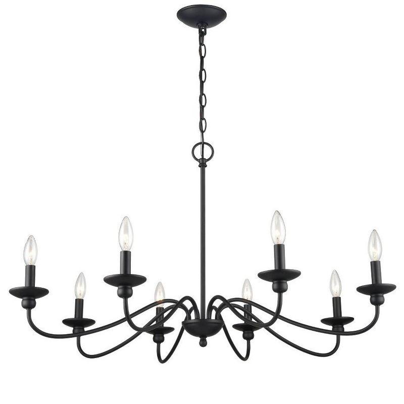 Delvona Matte Black 8-Light Candle Chandelier