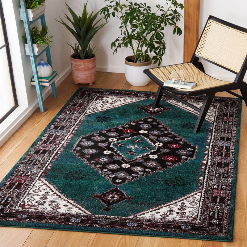 Hand-Knotted Elegance Synthetic Rectangular Rug in Black and Green