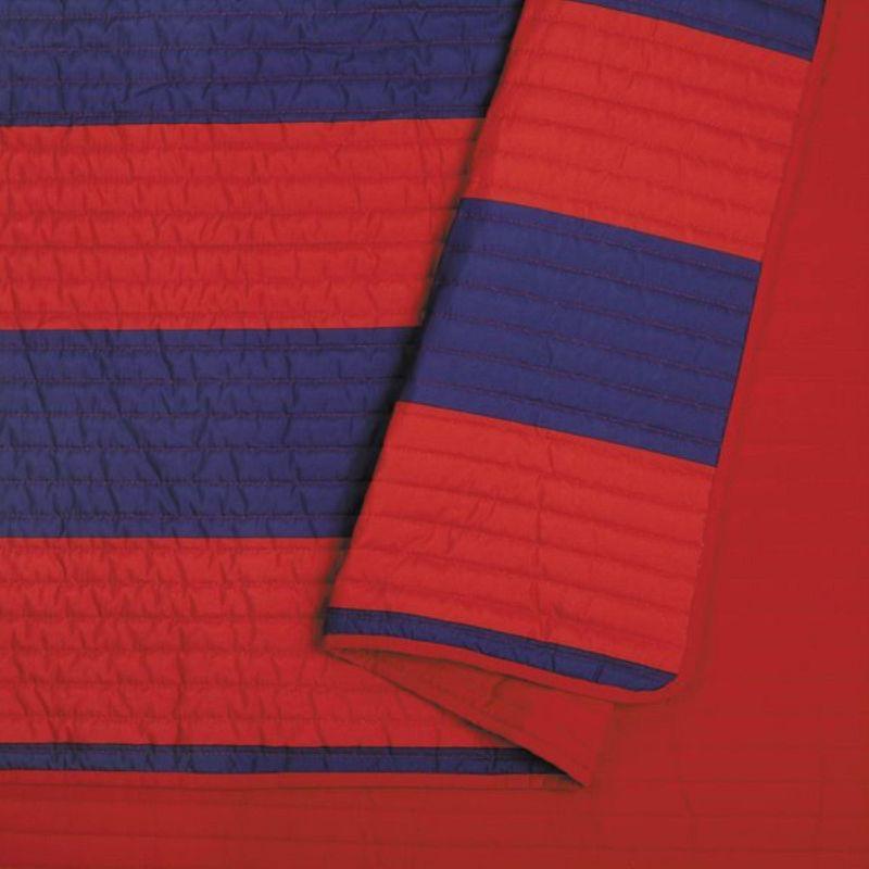 Lavelle Red/Blue Stripe Reversible Quilt Set