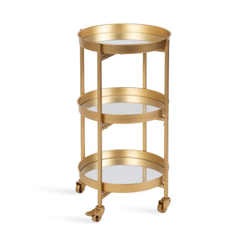 Kate and Laurel Celia Round Metal Bar Cart, 15.25x15.25x28.25, Gold