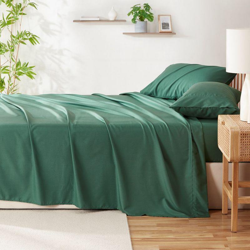 Hunter Green Queen Bamboo Rayon 4-Piece Sheet Set