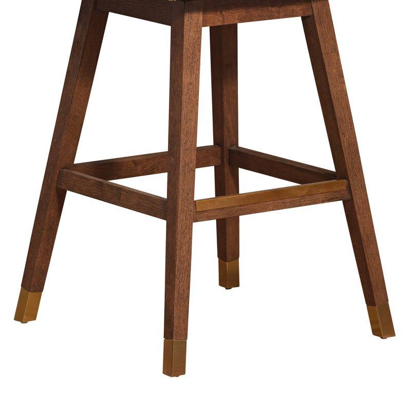 Armen Living Amalie Wood Finish with Fabric Swivel Barstool Brown Oak/Beige