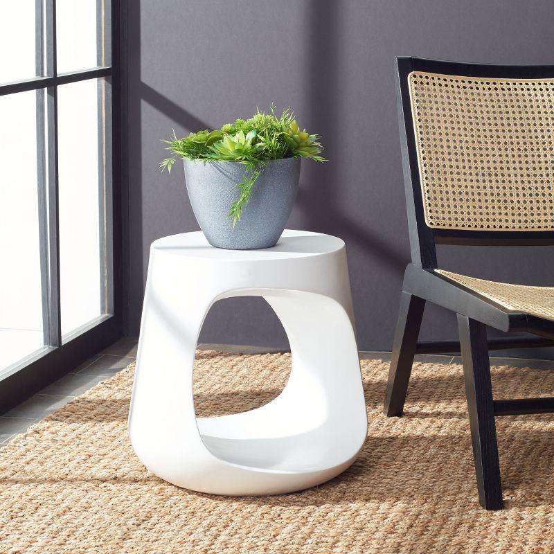 Vikki Concrete Accent Stool - Indoor/Outdoor - VNN1040 - White - Safavieh