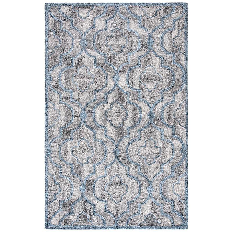 Abstract ABT646 Handmade Indoor Area Rug - Blue/Brown - 5'x8' - Safavieh