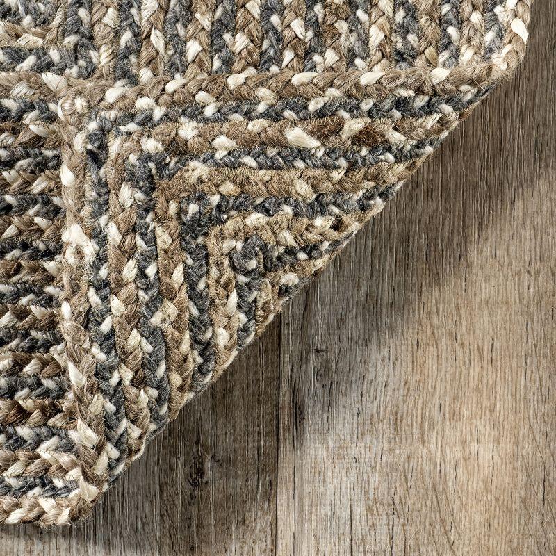 Nuloom Draya Solid 6 Round Wool Jute Indoor Area Rug for Dining Room Rug Neutral Rug Living Room Rug Kitchen, Grey/Ivory