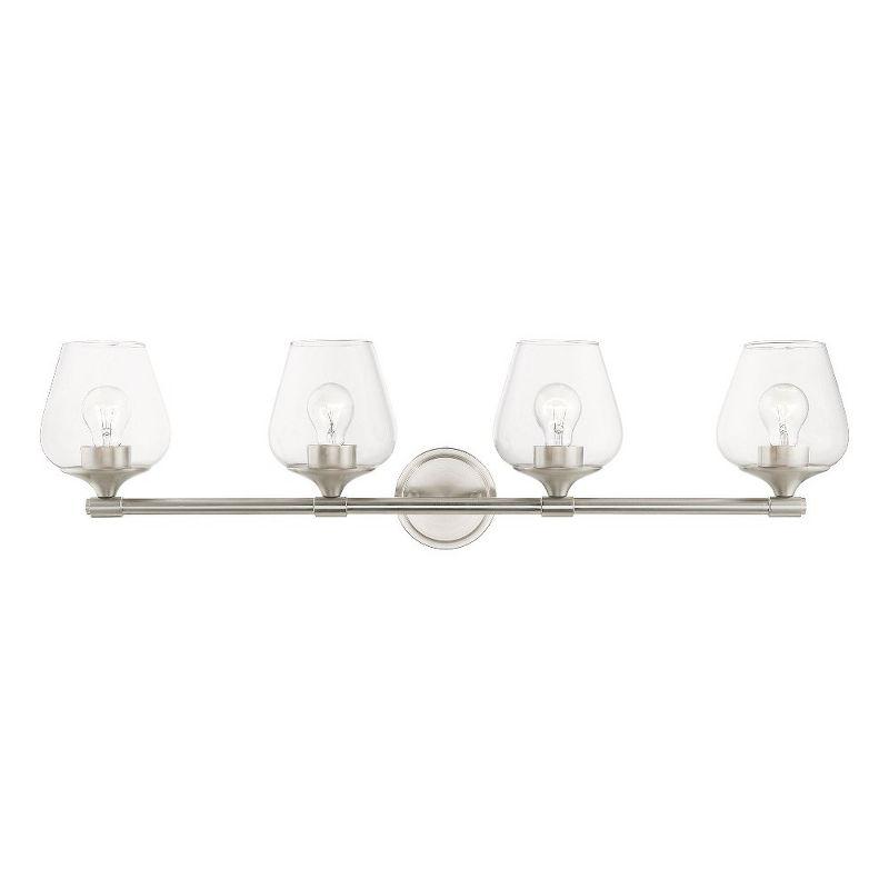 Willow Brushed Nickel 4-Light Vanity with Clear Glass Shades