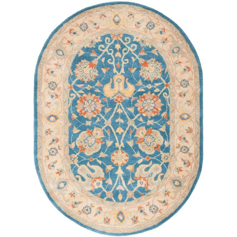 Antiquity AT21 Hand Tufted Indoor Area Rug - Blue - 4'6"x6'6" Oval - Safavieh