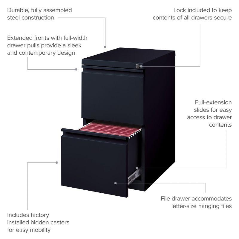 Hirsh Black Steel 2-Drawer Mobile Pedestal File Cabinet