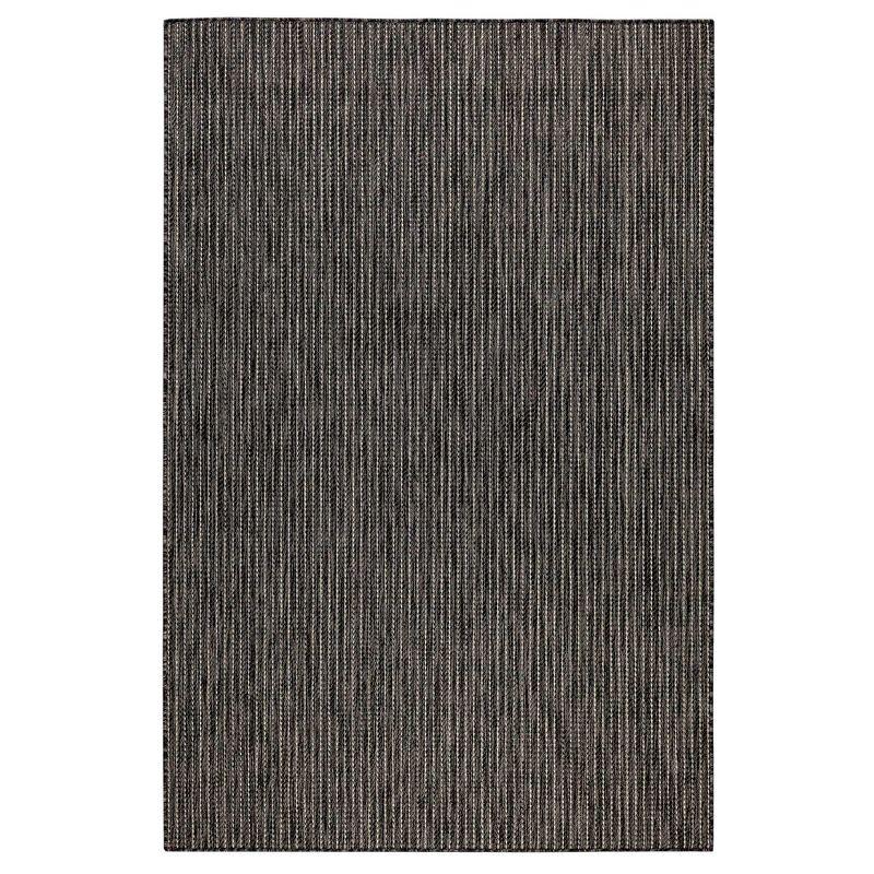 Liora Manne Carmel Texture Stripe Indoor/Outdoor Rug Black 4'10" x 7'6"
