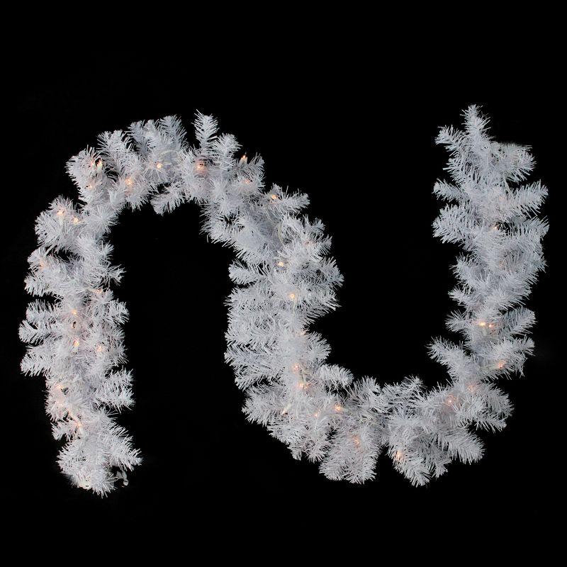 12.2" White Crystal Spruce Pre-Lit Artificial Christmas Garland