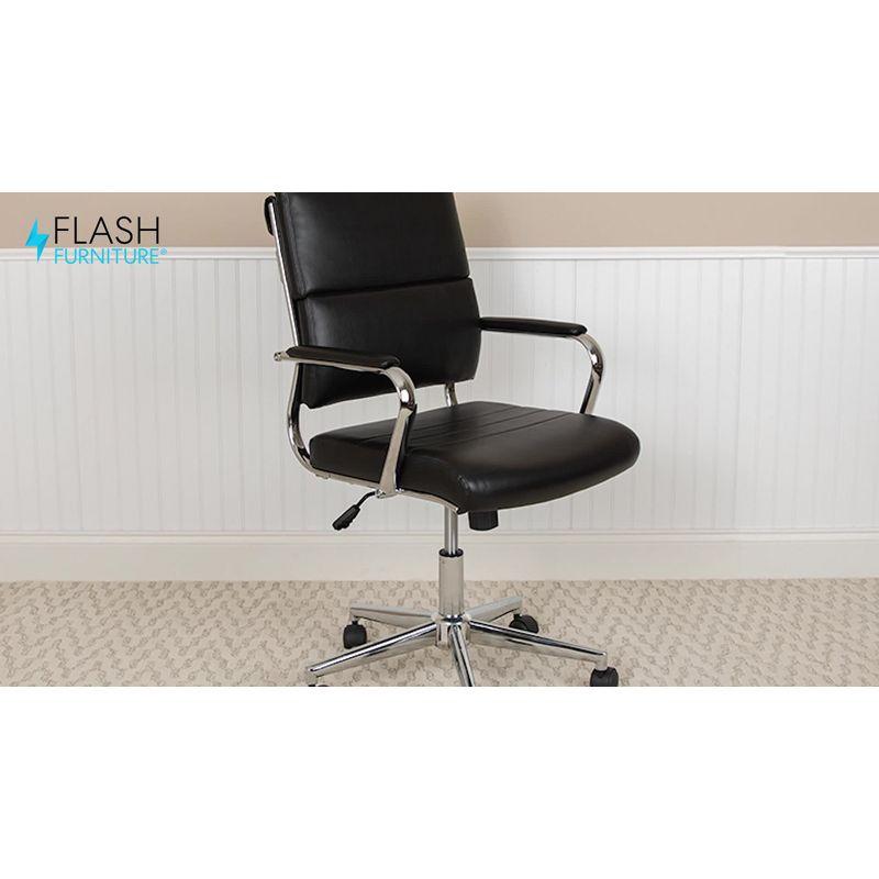 White Leather Mid-Back Ergonomic Executive Swivel Chair