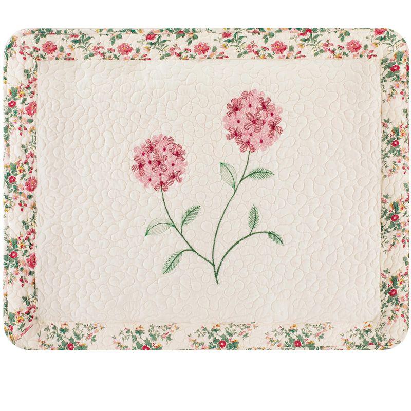 Rose Embroidered Floral Quilted Pillow Sham