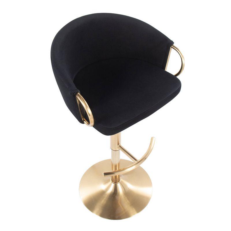 Claire Modern Black Velvet and Gold Metal Adjustable Swivel Barstool