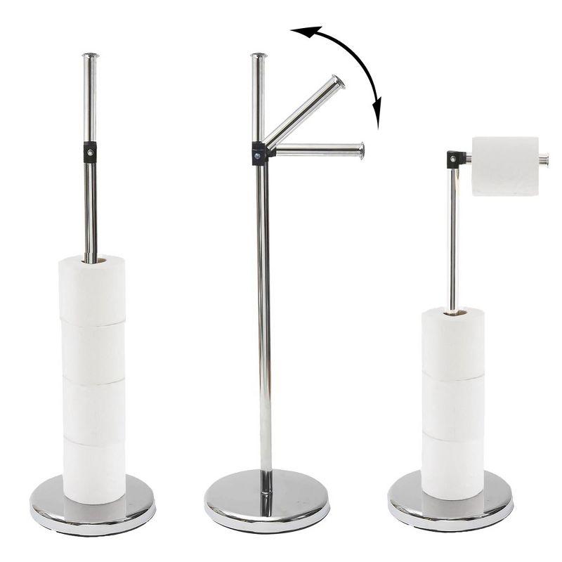 6715 Modern Freestanding Toilet Paper Dispenser and Reserve with Folding Arm for Compact Bathrooms
