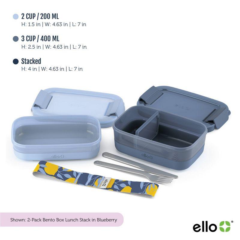 Ello 2-Pack Blue and Gray Plastic Bento Box