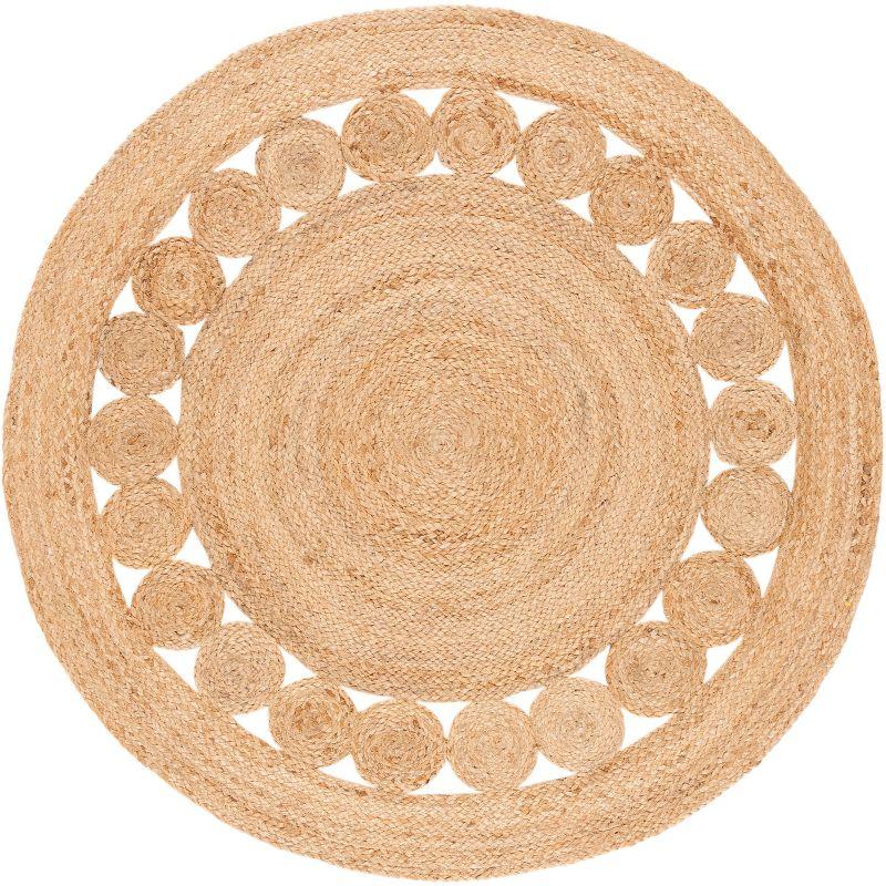 Handwoven Natural Jute 3' Round Non-Slip Area Rug