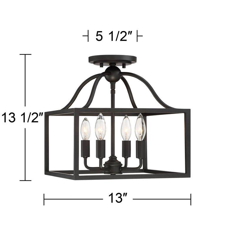 Elle 16" Farmhouse Black Square Cage 4-Light Ceiling Fixture