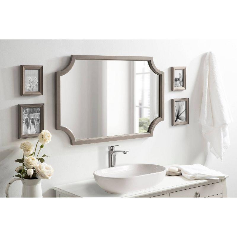 Graywash Solid Wood Scallop Farmhouse Vanity Mirror 24" x 36"