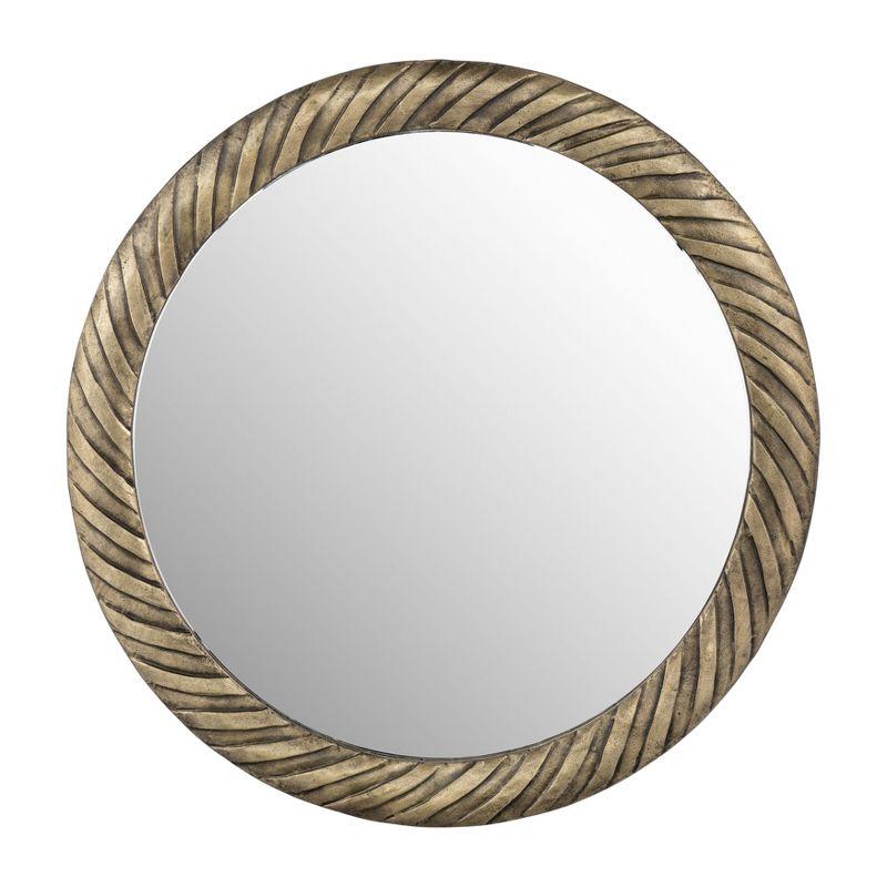 SAGEBROOK HOME 29" Metal Hurricane Pattern Mirror Bronze: Contemporary Style, Hand-Painted, Wall Mounted