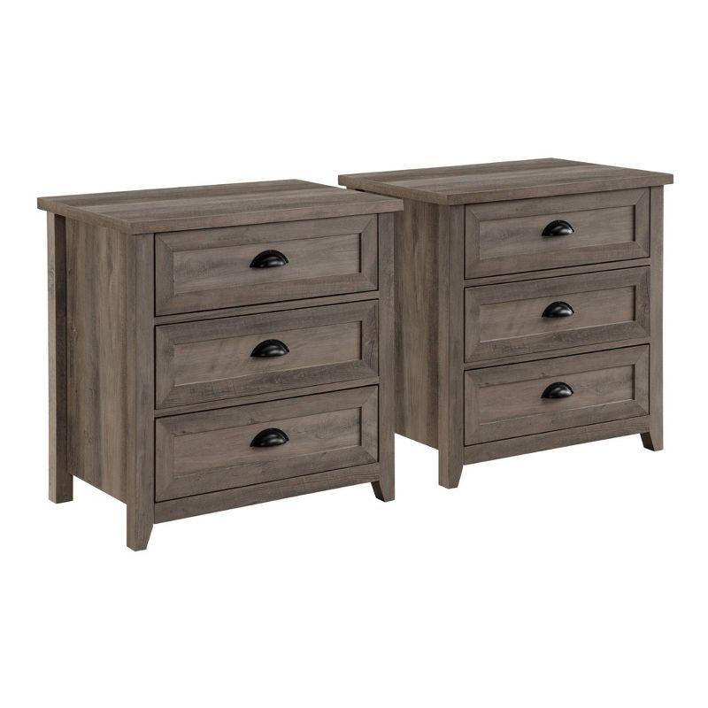 Set of 2 Fontella Transitional 3 Drawer Nightstands: Bedside Storage, Saracina Home