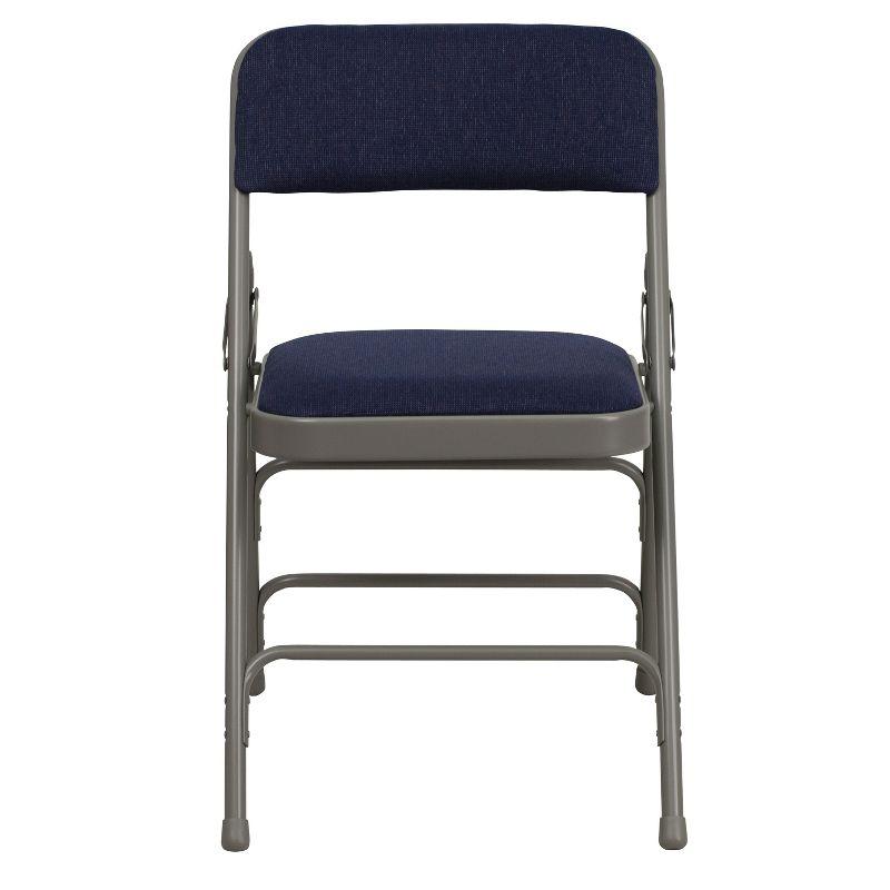 Flash Furniture 4 Pack HERCULES Series Curved Triple Braced & Double Hinged Navy Fabric Metal Folding Chair