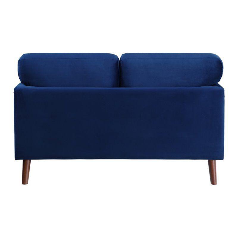 Tolley Velvet Loveseat in Blue - Lexicon