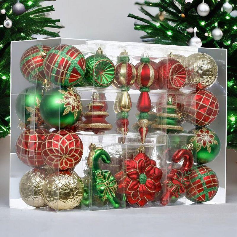 108-Piece Multicolor Shatterproof Plastic Christmas Ornament Set