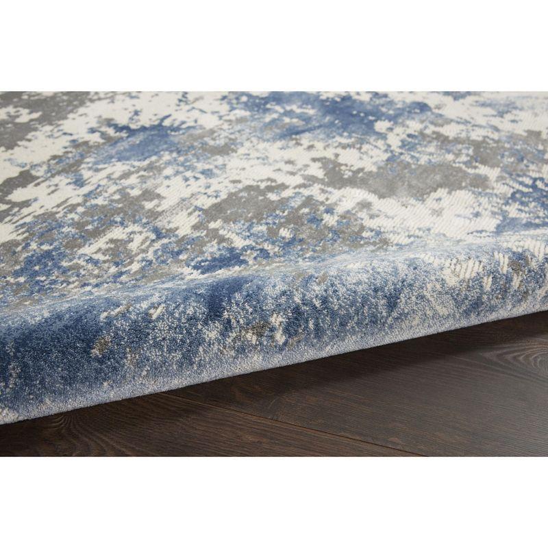 Blue and Gray Abstract Synthetic Area Rug, 3'11" x 5'11"