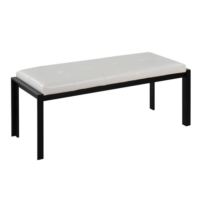 46" Fuji PU Leather/Metal Bench Black/White - LumiSource: Padded, Entryway, End of Bed