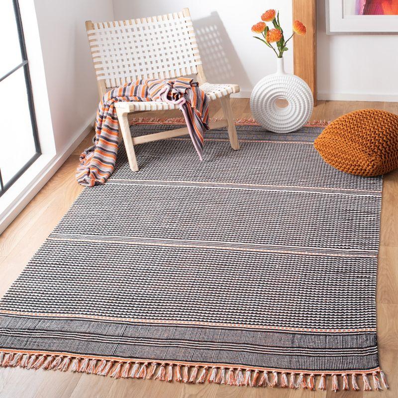 Montauk 5' x 8' Orange Multi Stripe Handwoven Wool Cotton Rug