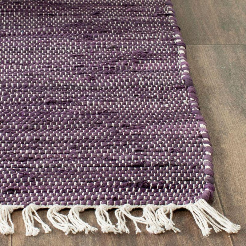 Ivory and Purple Hand-Crafted Cotton Flatweave 6' x 9' Area Rug