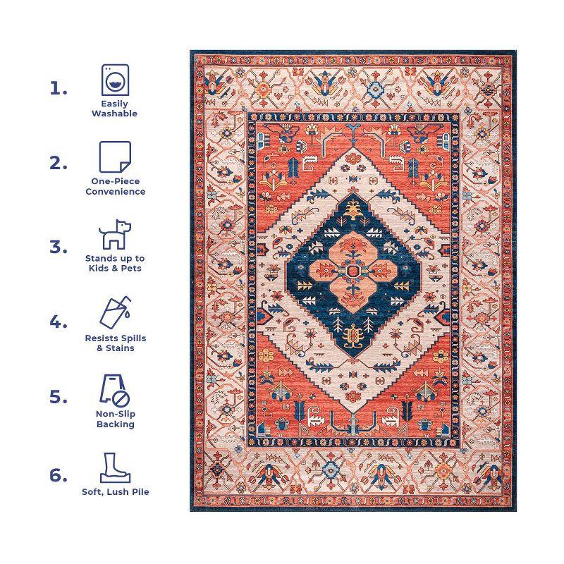Nuloom Carolyn Pet Friendly Machine Washable Motif Area Rug, 3' x 5', Rust