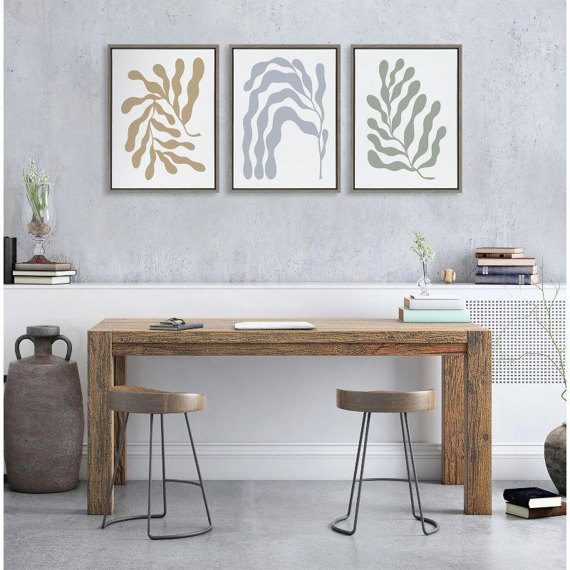 Kate and Laurel Sylvie Matisse Inspired Abstract Botanicals Framed Canvas by The Creative Bunch Studio, 3 Piece 18x24, Gray