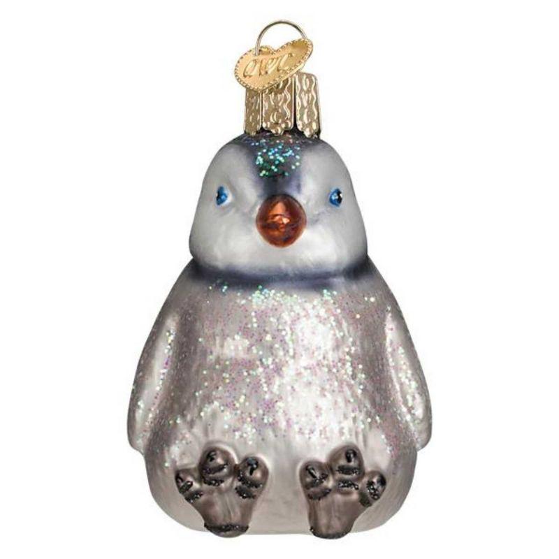 Hand-Painted Glass Penguin Chick Christmas Tree Topper