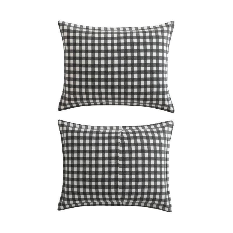 King Gray Cotton Flannel Duvet Cover Set with Shams