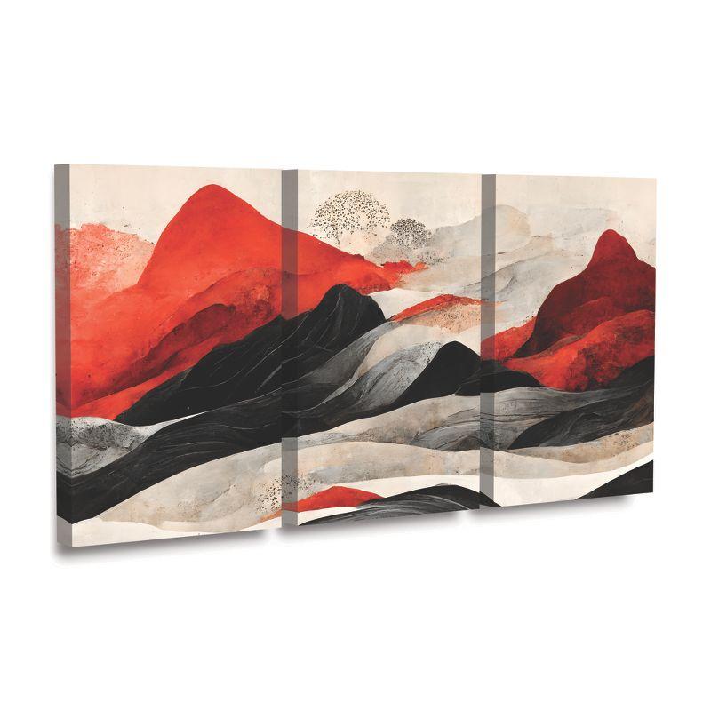 Trademark Fine Art Treechild Red Mountains 3 Piece Panel Set Art