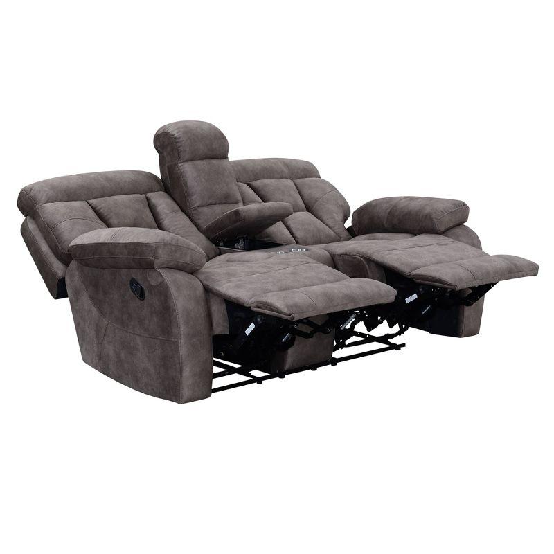 Bogata Upholstered Console Loveseat Mushroom - Steve Silver Co.: Flannel Recliner, Iron Frame, 2-Seater Sofa