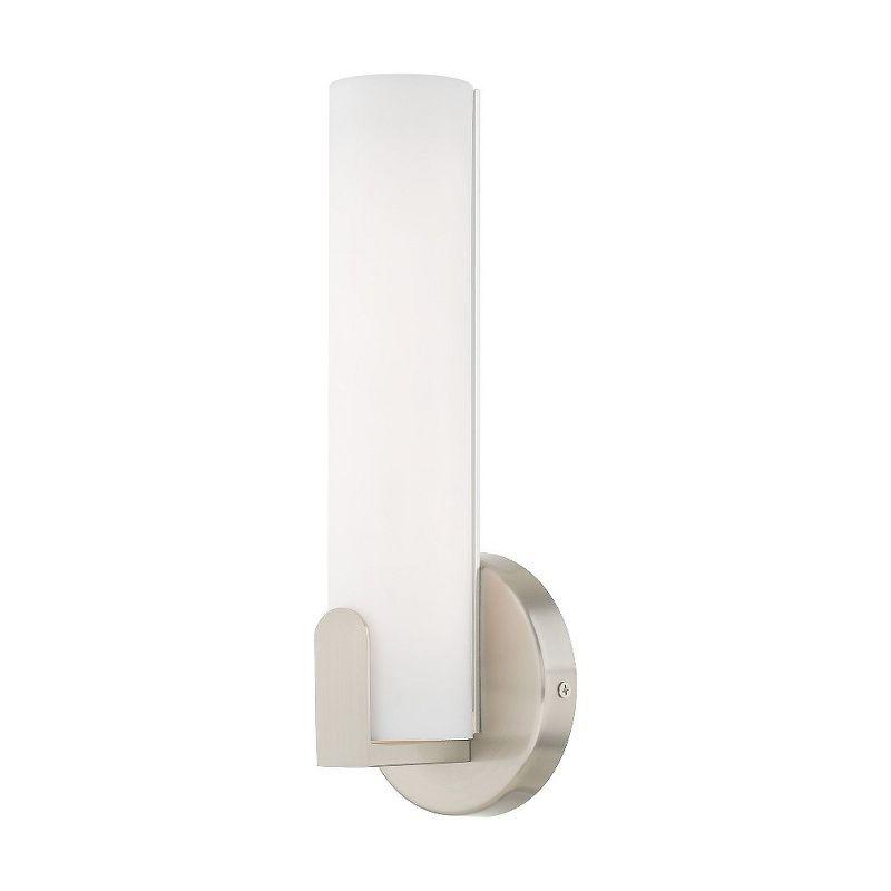 Lund 10W LED Brushed Nickel Wall Sconce with Satin White Shade