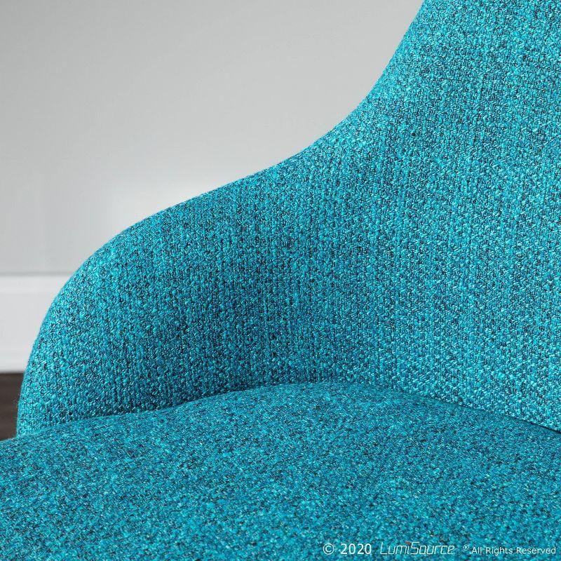 Teal Upholstered Scandinavian Arm Chair with Wood Frame